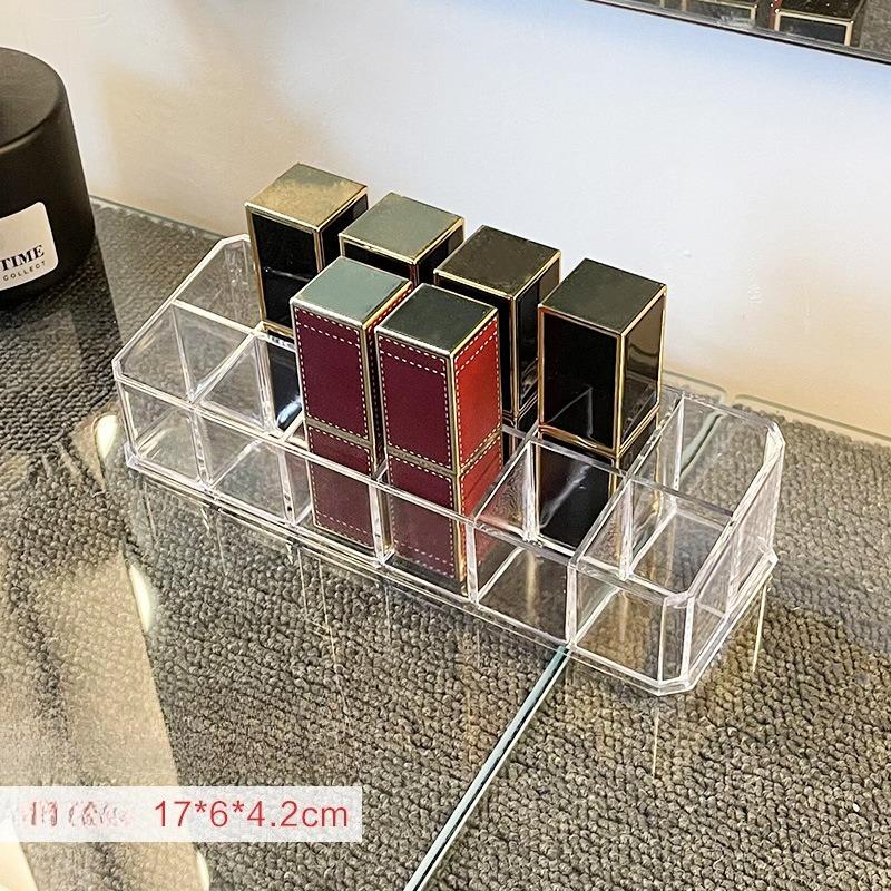 

Transparent Acrylic Lipstick Storage Box Modern Minimalist Cosmetics Storage Rack 12/18/36 Grid Nail Polish Display Rack Desktop Storage Display Boxes 17x6x4.2cm 1pcs