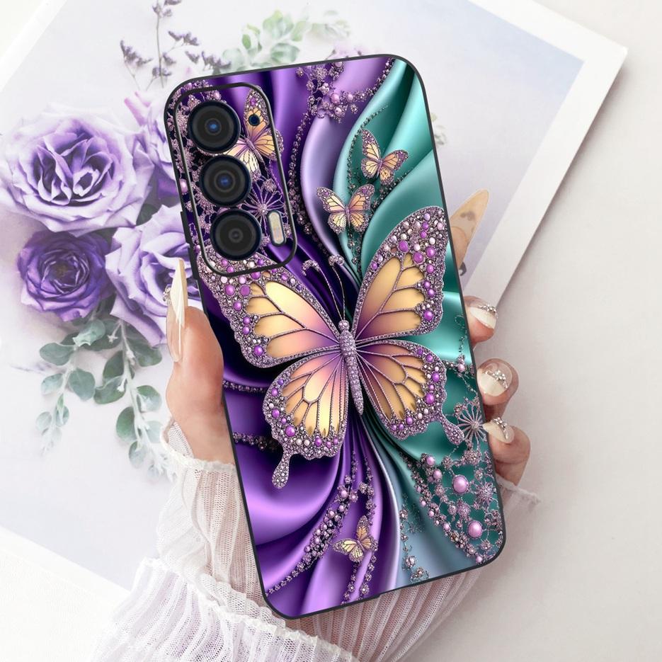 For Motorola Edge 2021 Case XT2141-1 Luxury Butterfly Tree Painted Cover Soft Silicone Case For Motorola Edge 2021 Edge2021 Bags