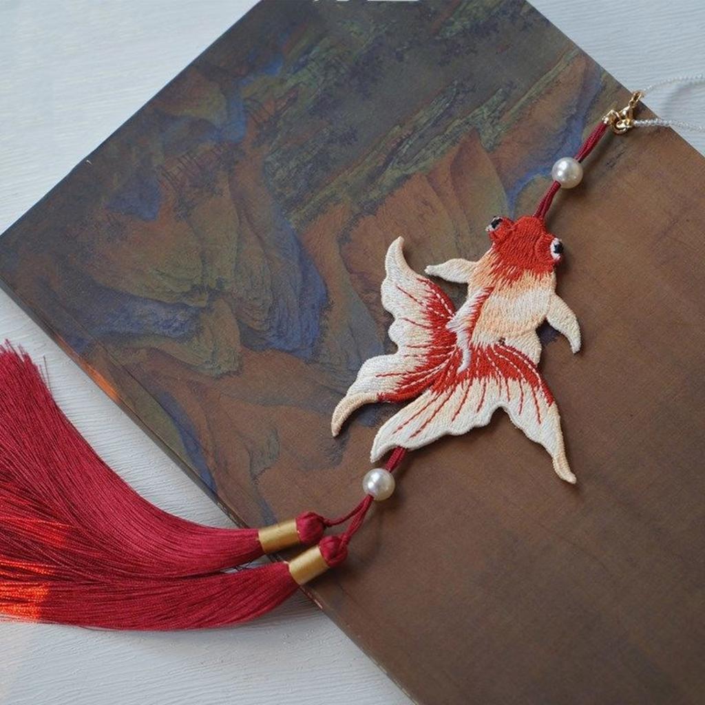 Vintage Tassels Pendant Embroidered Fish Decoration Car Hanging Ornament Handmade Crafts Hanfu Costume Accessories