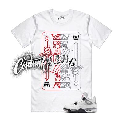 4 Cement White Summit Fire Red Tech Grey Black T Shirt Match Match KING