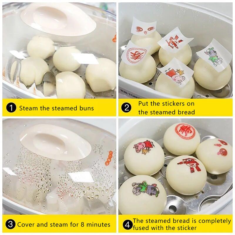 42Pcs Edible Glutinous Rice Paper Steamed Buns Cartoon Stickers Baking Paper
