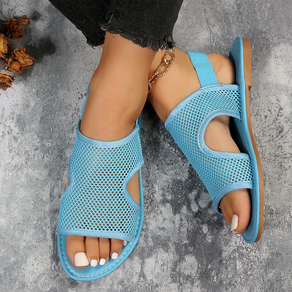 Women Mesh Breathable Flat Slide Sandals Lightweight Comfortable Slip On Casual Beach Shoes for Outdoor Indoor Use