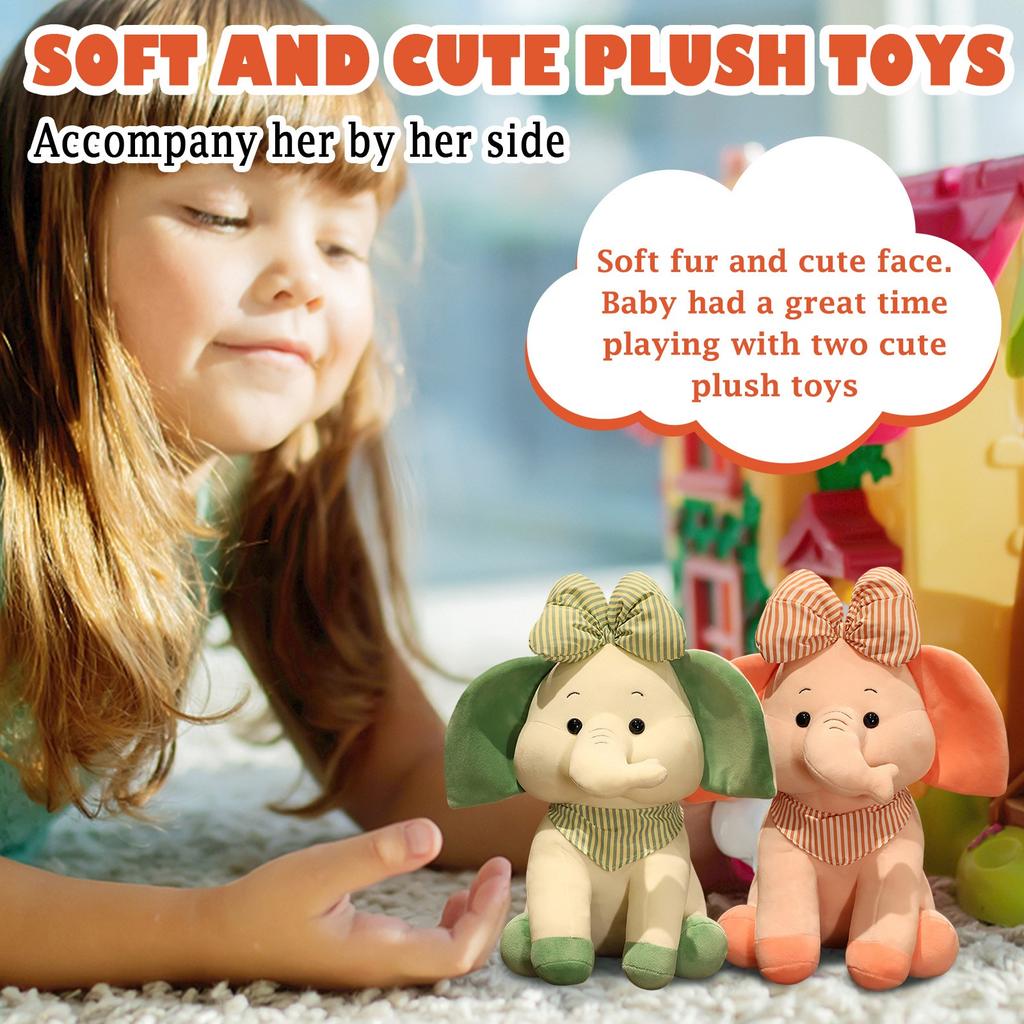 Cute Baby Elephant Doll Plush Toy Soft Cute Flower Knot Elephant Rag Doll Doll