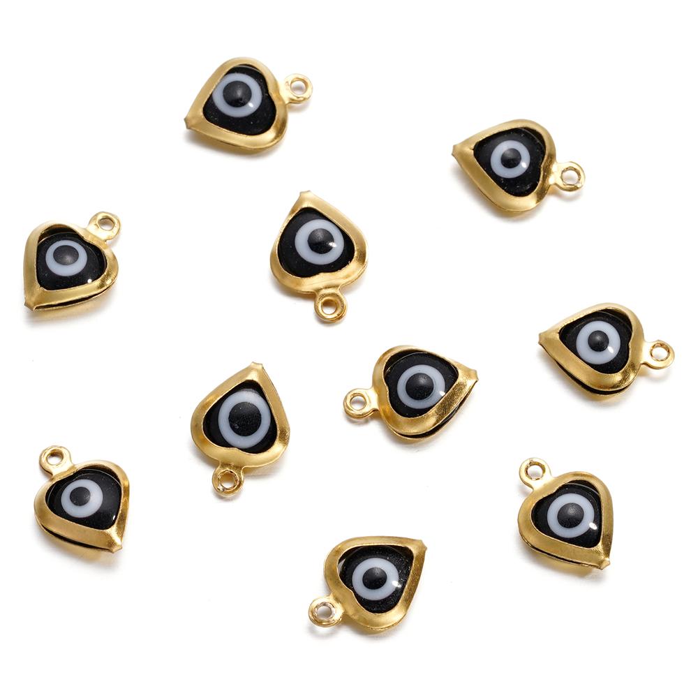 10pcs/lot Evil Eye Gold/Silver Color Tone Charms Connectors Beads For DIY Bracelet Bangle Pendant Jewelry Accessories