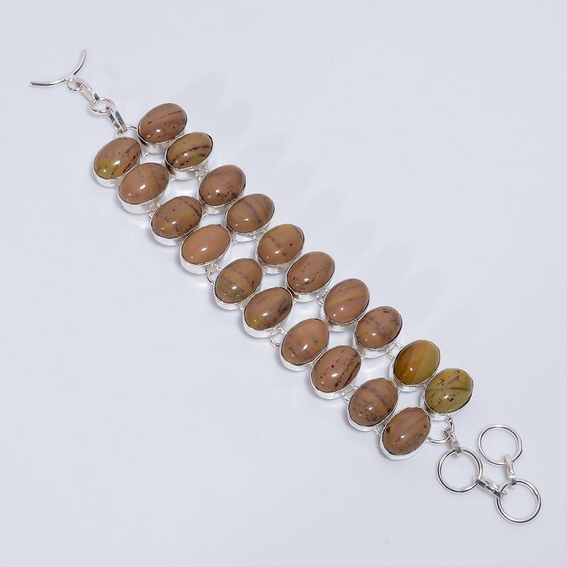 Natural Cherry Creek Jasper Bracelet 925 Sterling Silver Oval Design WSJ-5096
