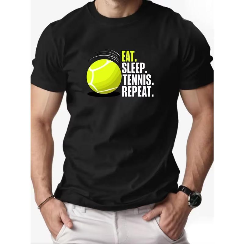 

Men S Tennis Pattern Summer Casual Short-Sleeve T-Shirt, Oversized, Cool, Fashionable 4XL