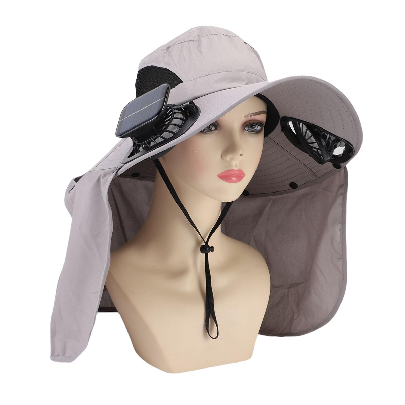 

Солнечная шляпа с вентилятором Многофункциональная дождестойкая с шейным клапаном Регулируемый объем воздуха Рыболовная шляпа с солнечным вентилятором серебряный