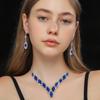 Valentine's Day Gift V-shaped Crystal Jewelry Set Multi Color Exquisite Necklace&Pendant Earrings Women's Gift