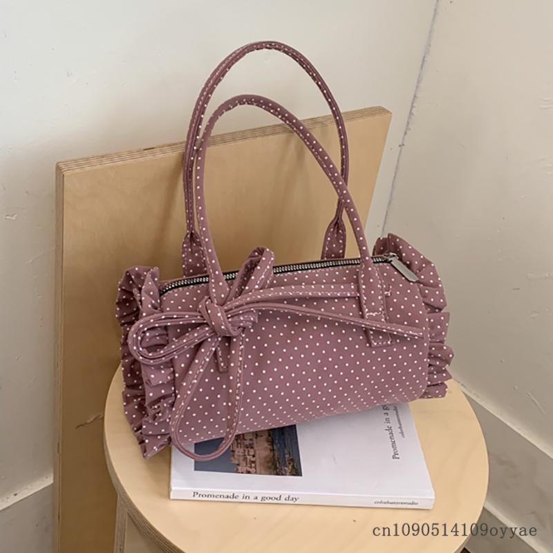 2026 Newest Korean Summer Women's Handbag High-end Polka Dot Niche Pillow Bag Single Shoulder Bags Cylindrical Crossbody Bag