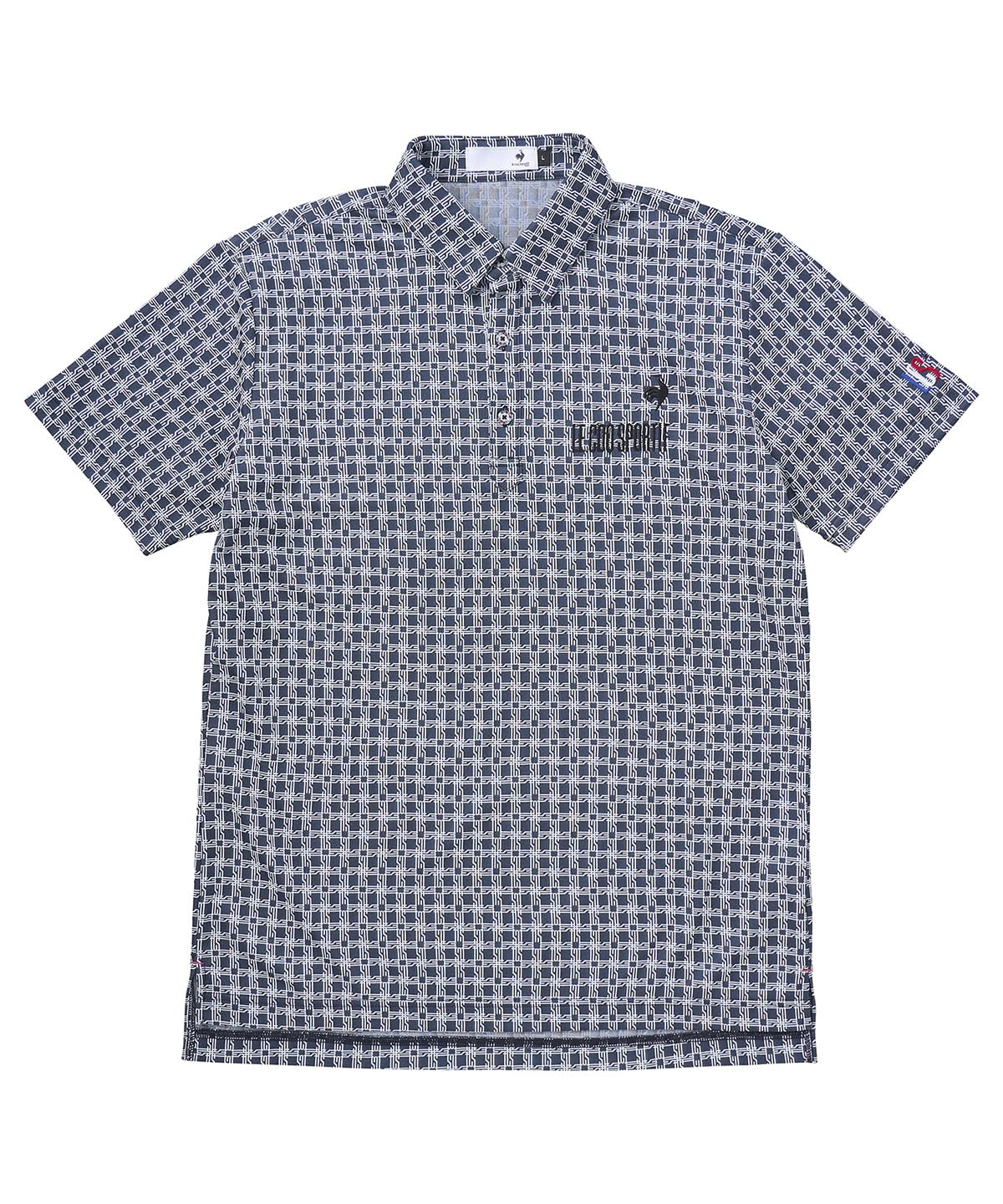 

Coq Sportif короткий рукав монограмма свитер Quick UV NV00 [Le Golf] рубашка, узор, жаккард, абсорбирующий, высыхающий, эластичный, защита, гольф, LG5SHS14M,