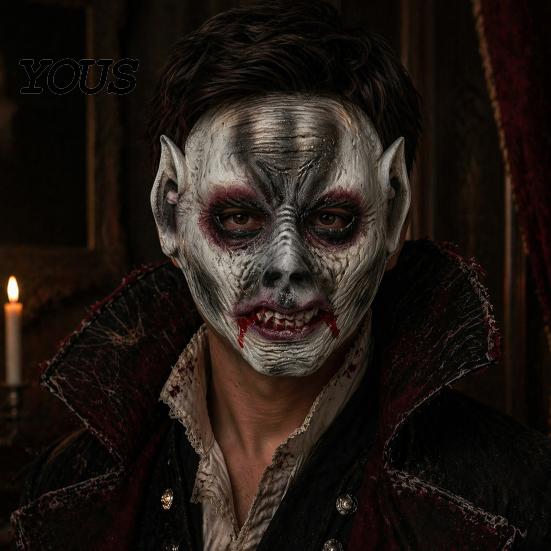 Lightweight PU Foam Masque Halloween Zombie for Adults, Creepy Blood Scary Vampire Wrinkled Skin Aged Full Face Costume, Cosplay Party Realistic