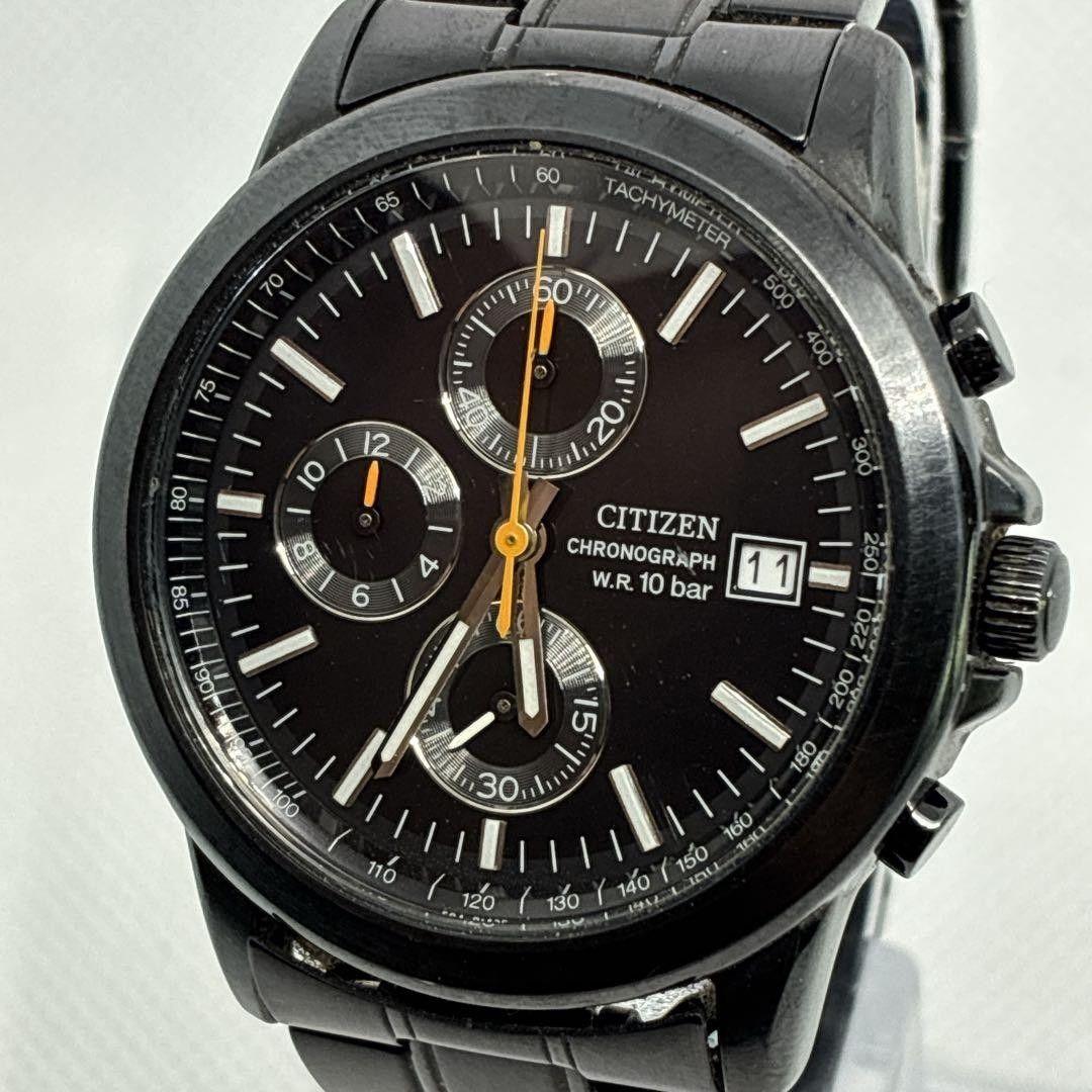 Used Good Condition Working Citizen Men s Watch Vintage Chronograph Metal Black