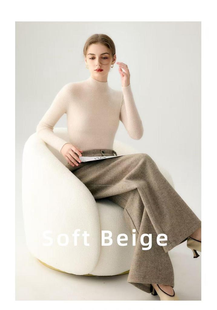 Women's Slim-Fit Pure Cashmere Knit Base Layer Sweater