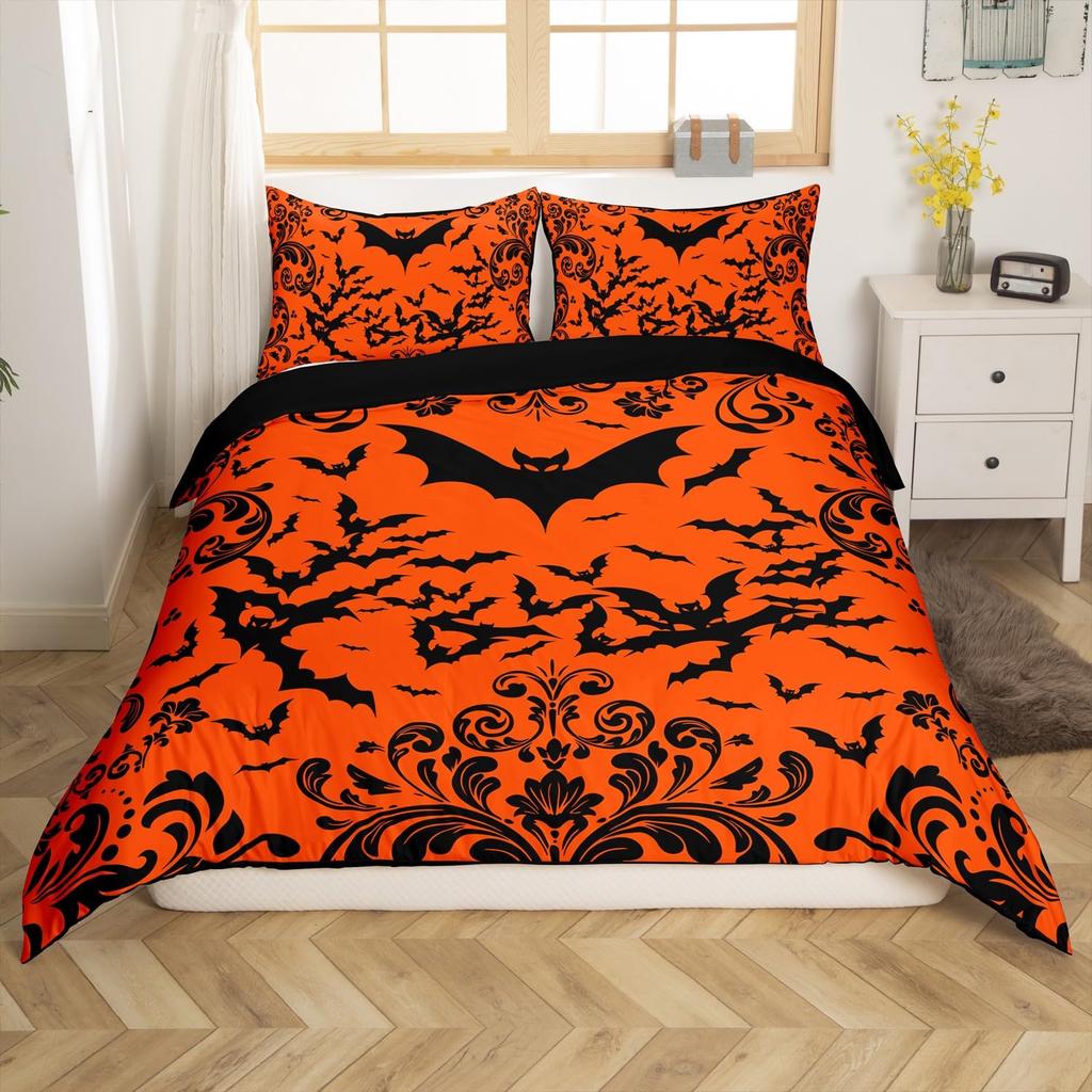 Black White Spider Web Duvet Cover Queen Halloween Gothic Bedding Set for Boys Adults Room Decor Hippie Floral Comforter Cover