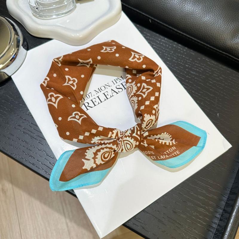 Spring and Autumn pure cotton 55cm small square scarf women's literary silk scarf versatile decorative scarf thin headscarf headband scarf