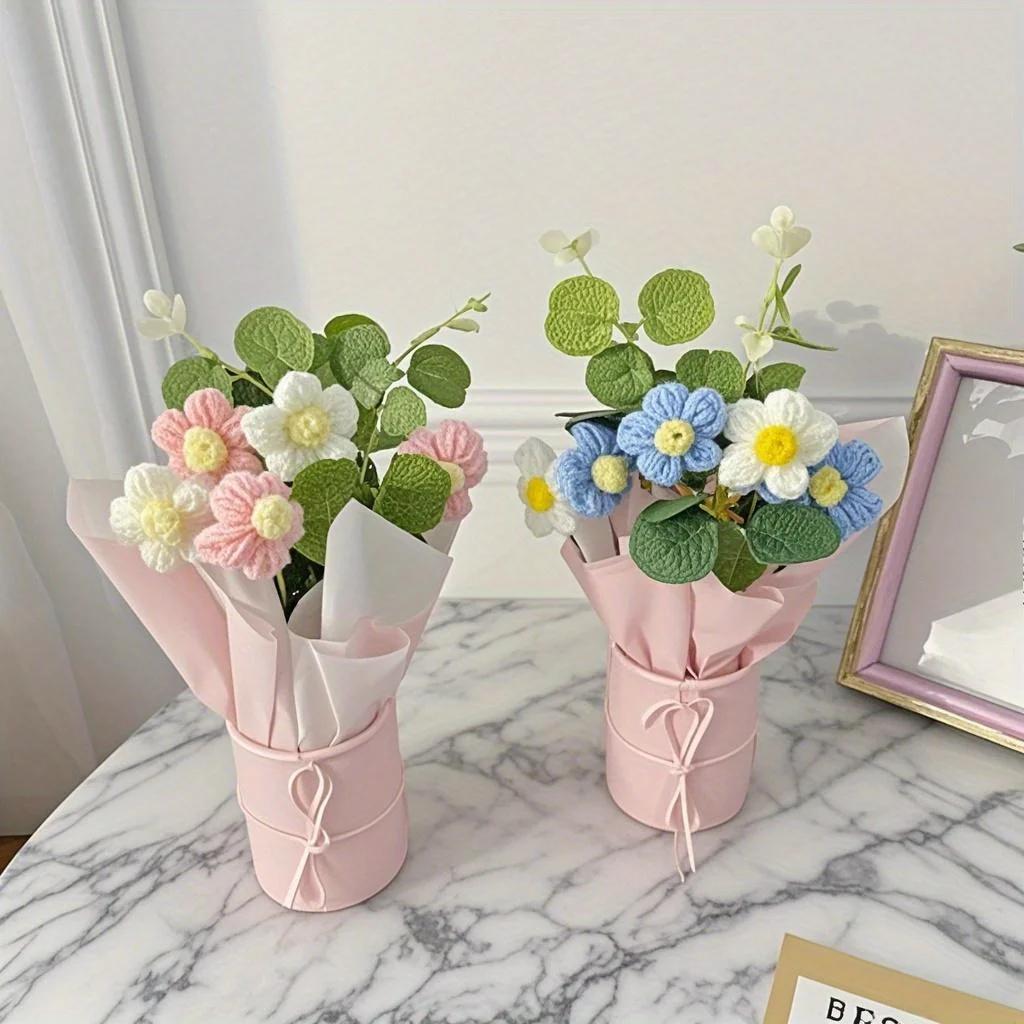 Handcrafted Crochet Flower Bouquet-Includes 5 Crochet Flowers, for Mother's Day, Birthdays, Christmas Gifts Anniversary Gifts