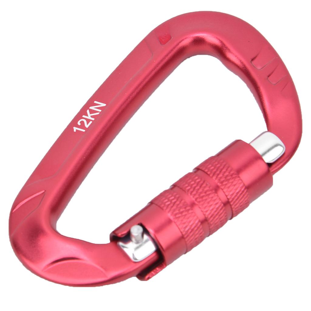 1 pcs 7075 Aerospace Aluminum 12KN D Shaped Buckle Carabiner Clip Outdoor Safety Accessoryred