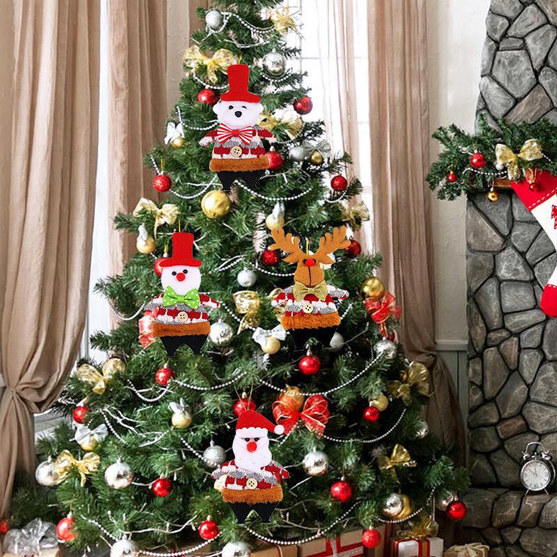 Christmas Window Display Bag Pendants Cartoon Doll Party Twill Design Xmas Atmosphere Mini Pendant Home Decoration Various Styles