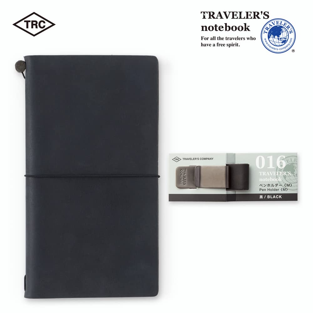 Traveler's Notebook Pen Holder M Black 016     Secure Pen Accessory for Journals