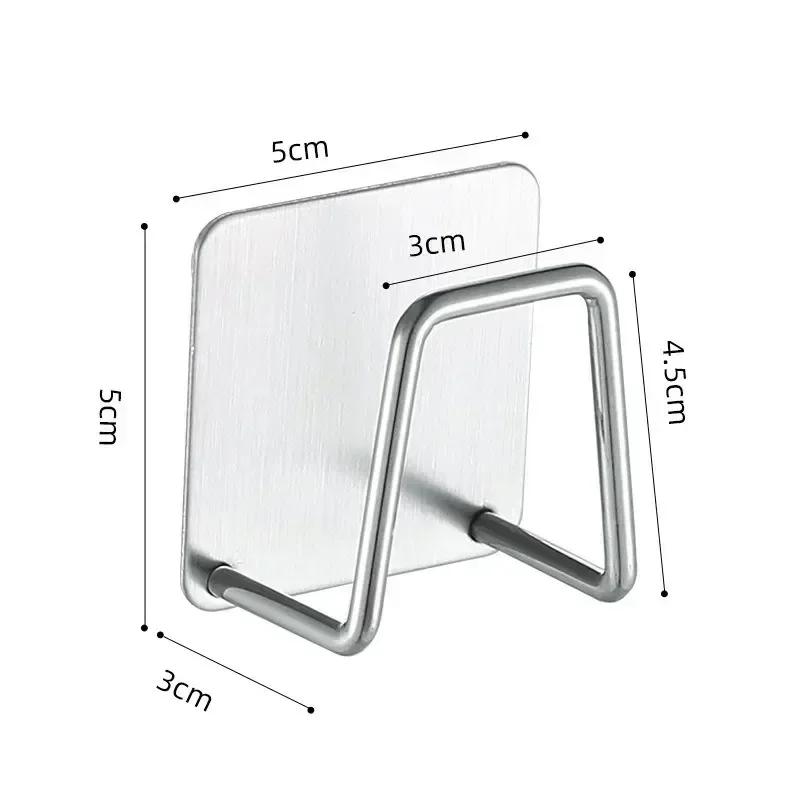 6pcs Stainless Steel Wall Adhesive Storage Organizer Fast Drying Rack Pot Lid Holder Sink Sponge Hooks Drain Kitchen Household Organizer