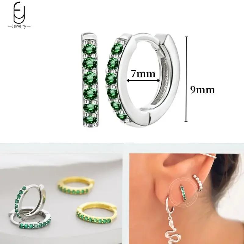 925 Silbernadel Grüne Zirkon Gold Ohrringe Herz Creolen für Damen Zarte Steckerohrringe Luxuriöser Schmuck Geschenke