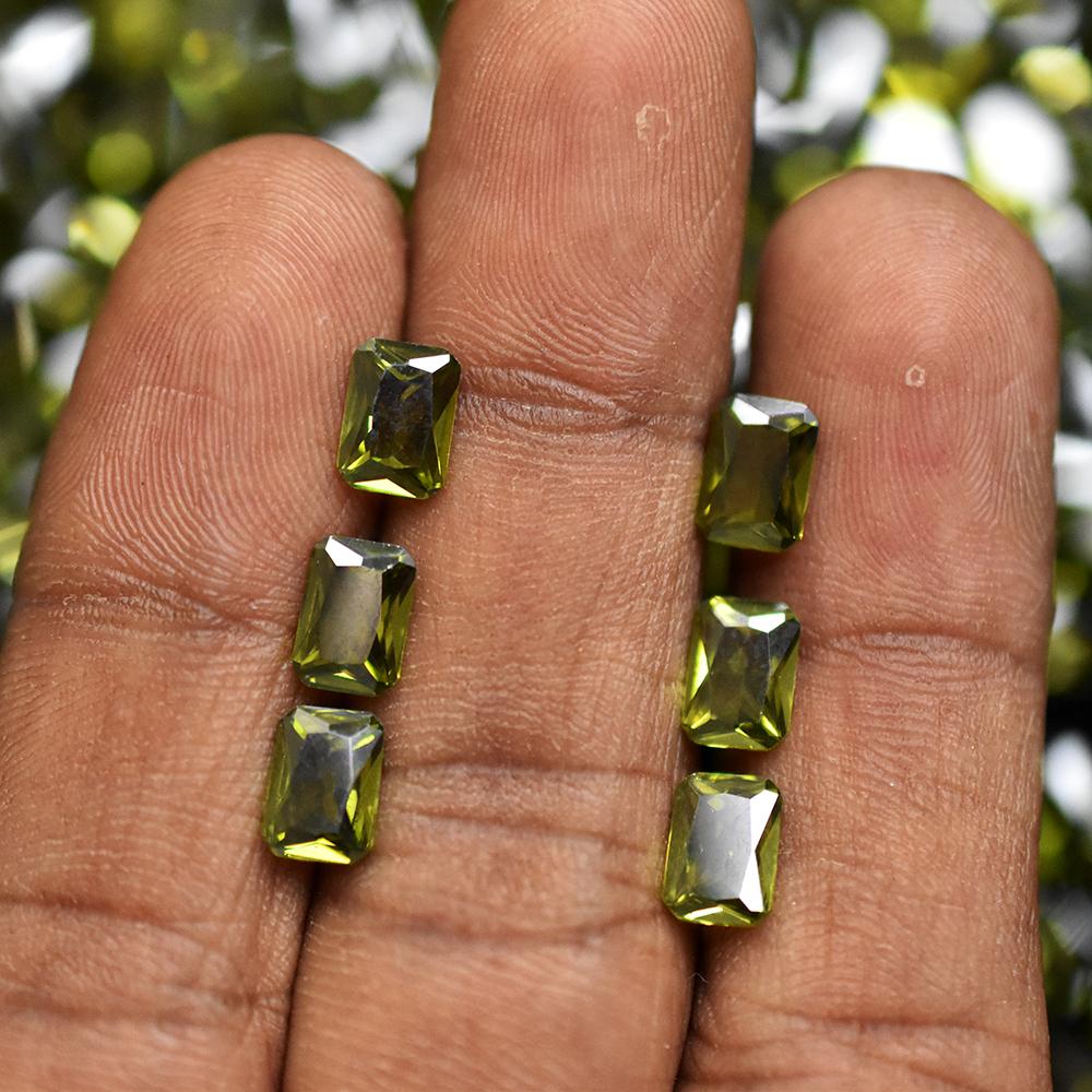 Lot Natural Green Sapphire 10.8ct Emerald Cut 7x5mm Certified Loose Gemstones