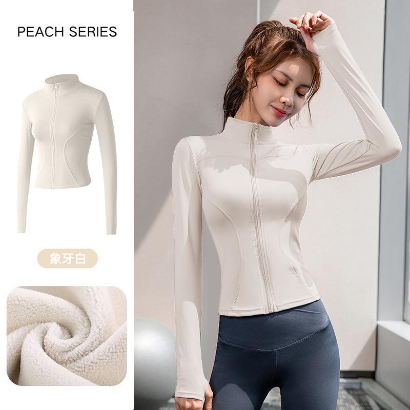 Pilates Yoga Shirt Fleece Jacket Women's Spring Top Skinny Long Sleeve Fitness Quick Dry Jacket Sports Riding