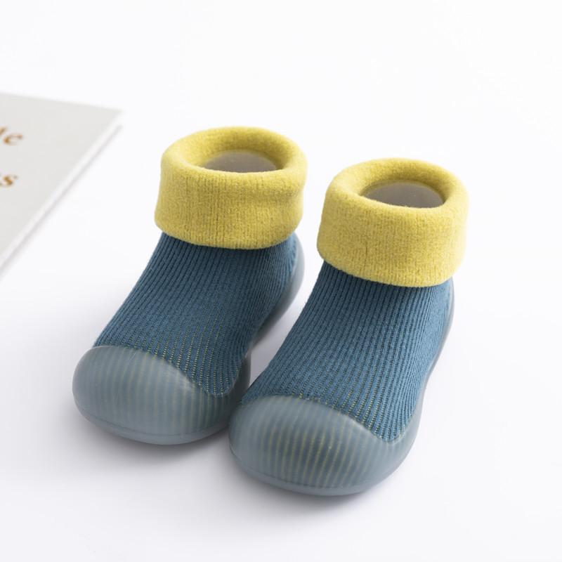 Baby Walking Socks, Autumn and Winter with Thick Velvet and Soft Sole, Anti Slip Shoes for Boys and Girls, Pure Cotton Socks