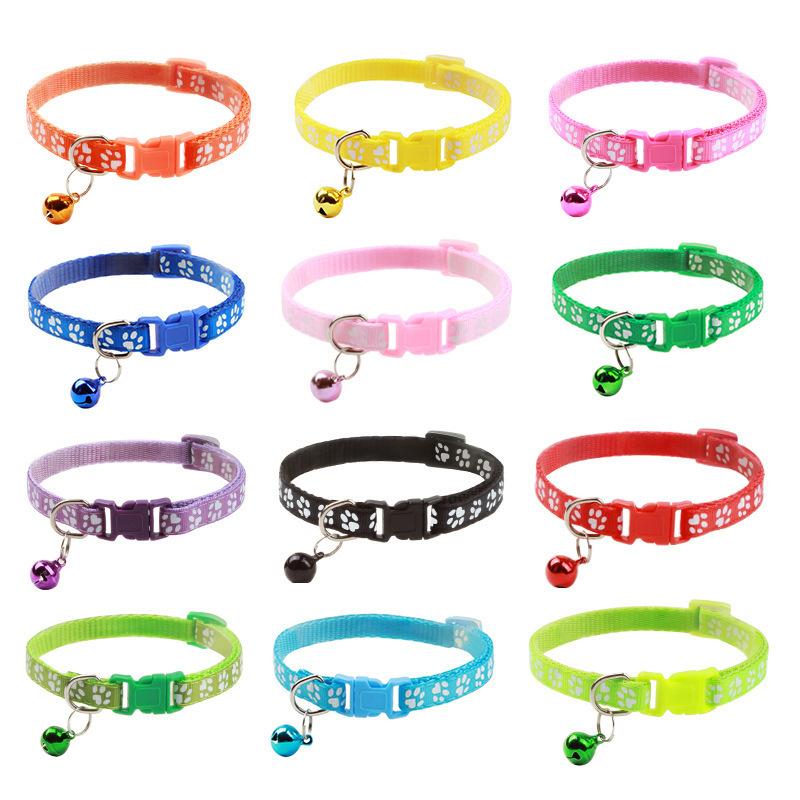 Dog Paw Print Pet Traction Rope Adjustable With Collar Puppy Collar Set Pet Walking Lead Rope Breathable Puppy Cat Accessories