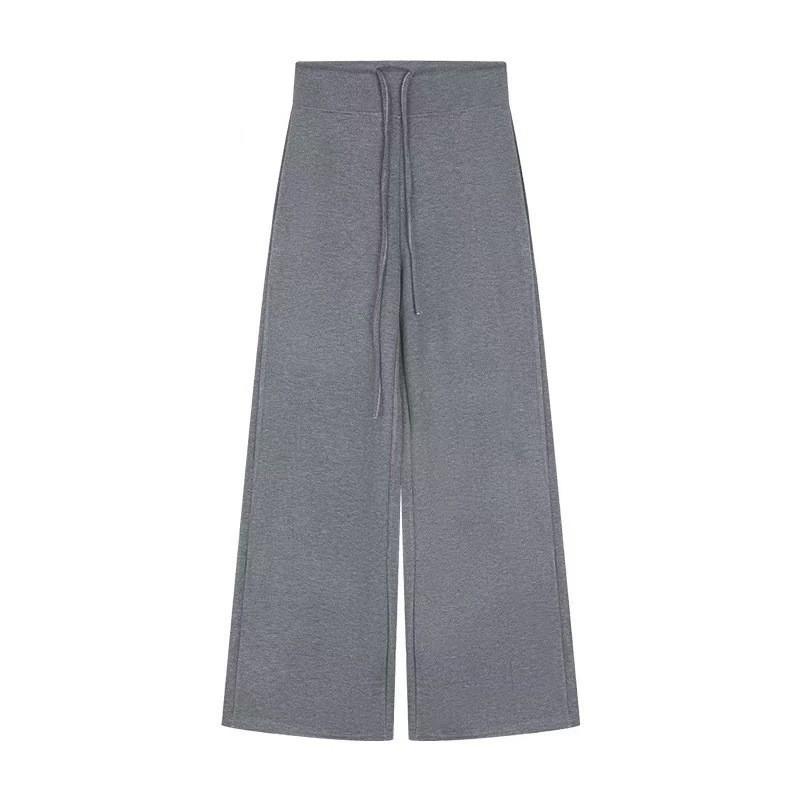 Space Cotton High Waist Drawstring Wide Leg Lounge Pants For Women With Pockets