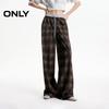 ONLY Women's 2025 Summer Retro Plaid Straight-Leg Pants