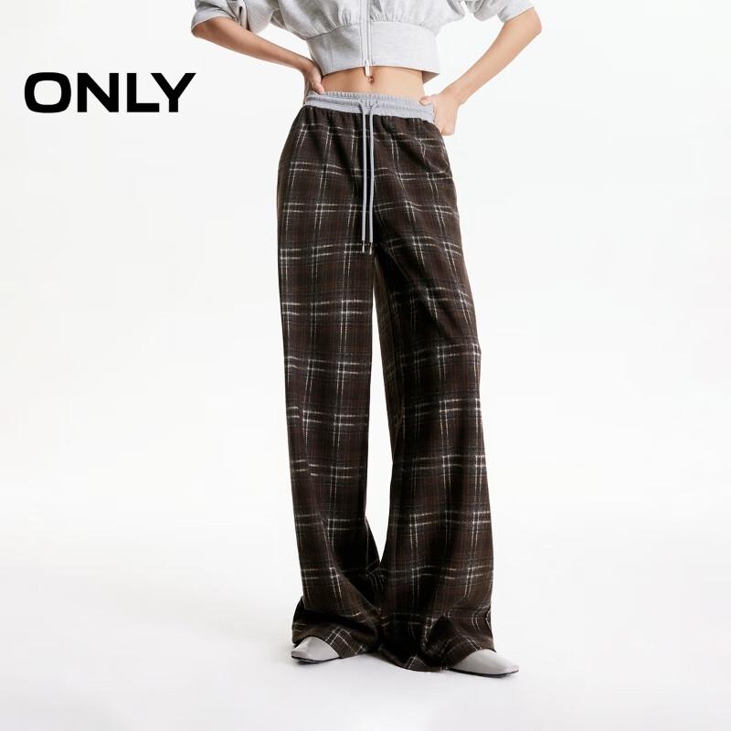 ONLY Women's 2025 Summer Retro Plaid Straight-Leg Pants