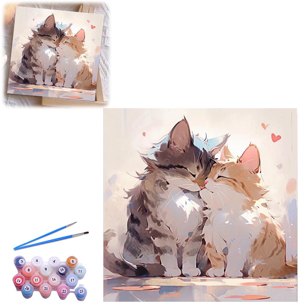20 * 20 см кошка DIY цифровая масляная живопись детская мультяшная простая ручная раскраска акриловая математическая масляная живопись