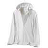 Men White Lightweight Hooded Sun Protection Jacket Full Zip UPF 50+ Outdoor Quick Dry Shirt