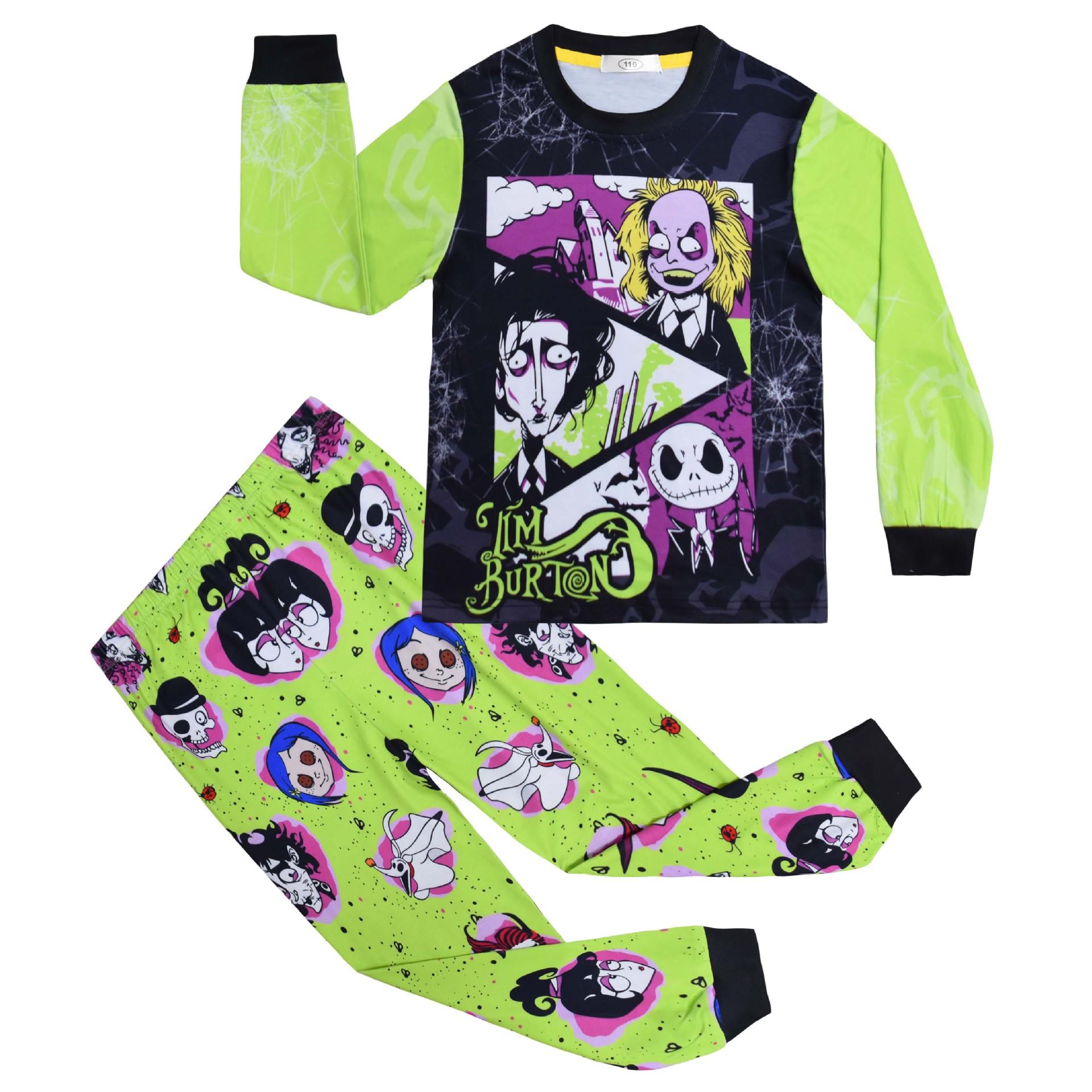 

Halloween, Christmas, Dark Night Horror Printing, Middle-Aged And Older Children S Long Sleeves + Long Pants Loungewear Two Sets 81127 110