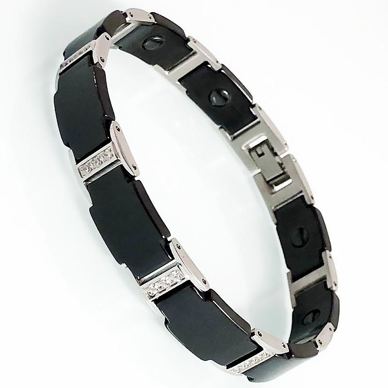 

CZ Matching Love Bracelets for Couples Ceramic Hematite Wristbands Stainless Steel Men s Bracelets with Therapy Healing Stone 21cm серебряный