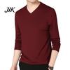Spring Top Men Fall V Neck Long Sleeves Pure Color Autumn Clothes Slim Fit Thin Pullover T-shirt Daily Wear Sport Homewear