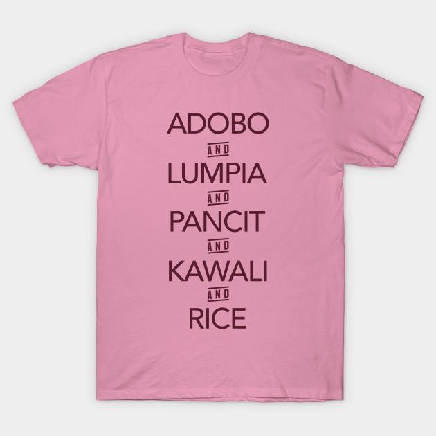 T Shirt Women Adobo Lumpia Pancit Kawali And Rice Pinoy Food Tee Harajuku Print Kawaii Tshirt Summer Short Sleeve Female T-Shirt Top Tee