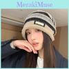 Fashionable Color Blocked Striped Design Women Casual Knitted Hat Winter For