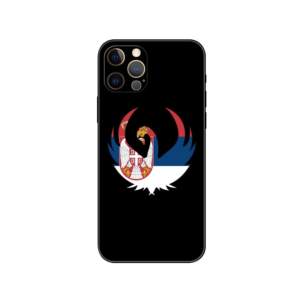 Serbia Flag Phone Case for Iphone 14 Se 6 6s 7 8 Plus X 10 XR XS 11 12 13 Mini Pro MAX Black Tpu Back Cover