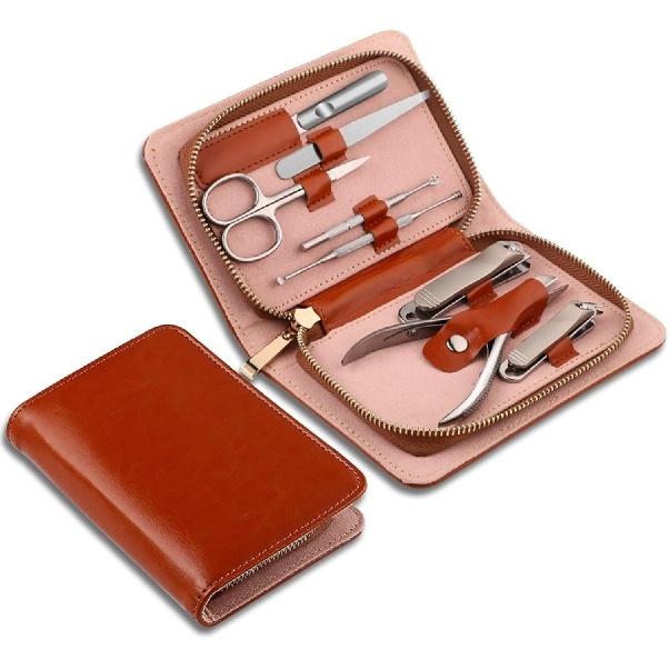 Nail Clipper Kit Manicure Set, Professional Nail Clipper Kit Manicure Kit, 8 Pcs Stainless Steel Nail Care Kit Pedicure Grooming Kit, with Leather