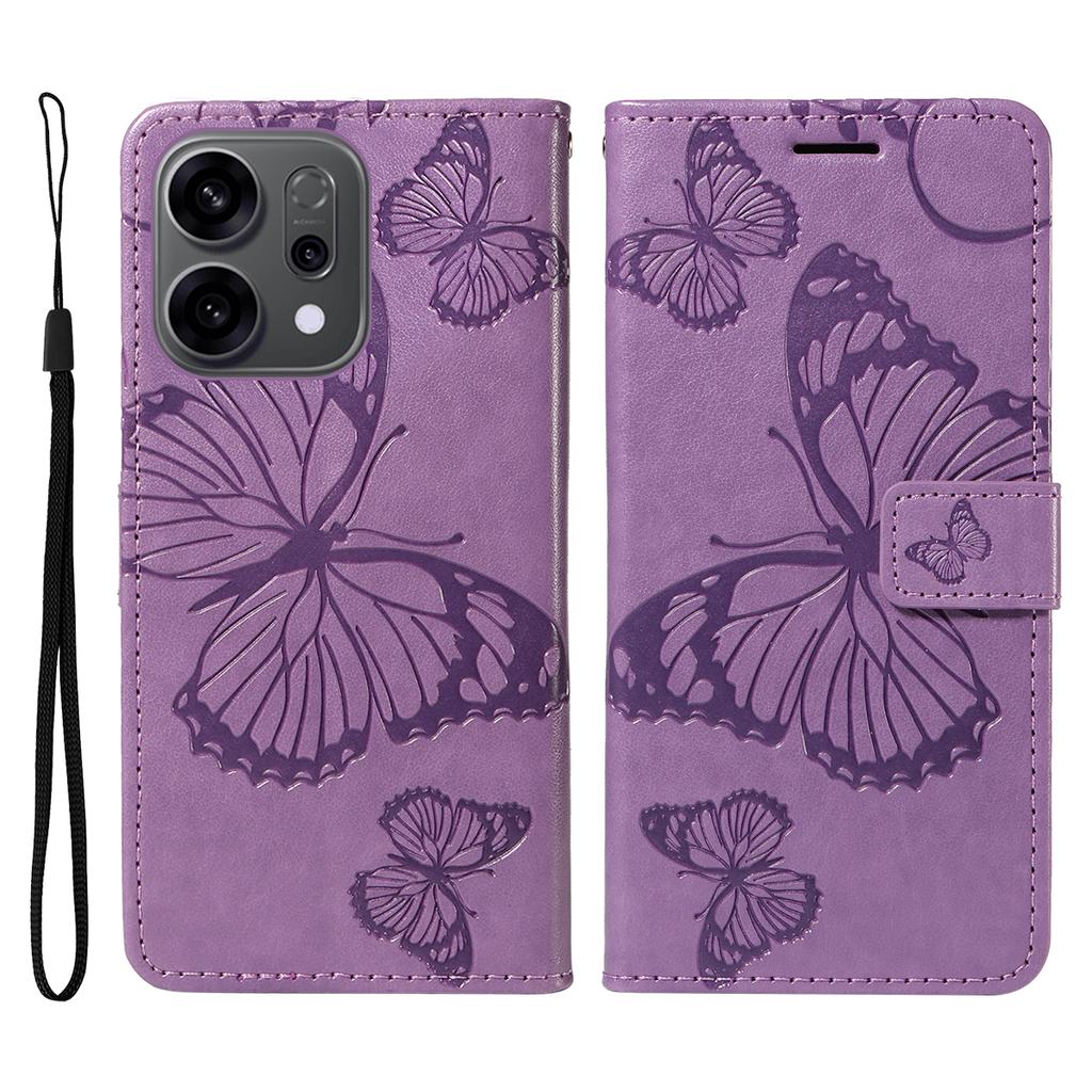 For Oppo Reno14 5G (China)/Oppo Reno14 F 5G/Oppo Reno14 5G (Global) Wallet Case Floral Butterfly Imprinted Leather Phone Cover Stand