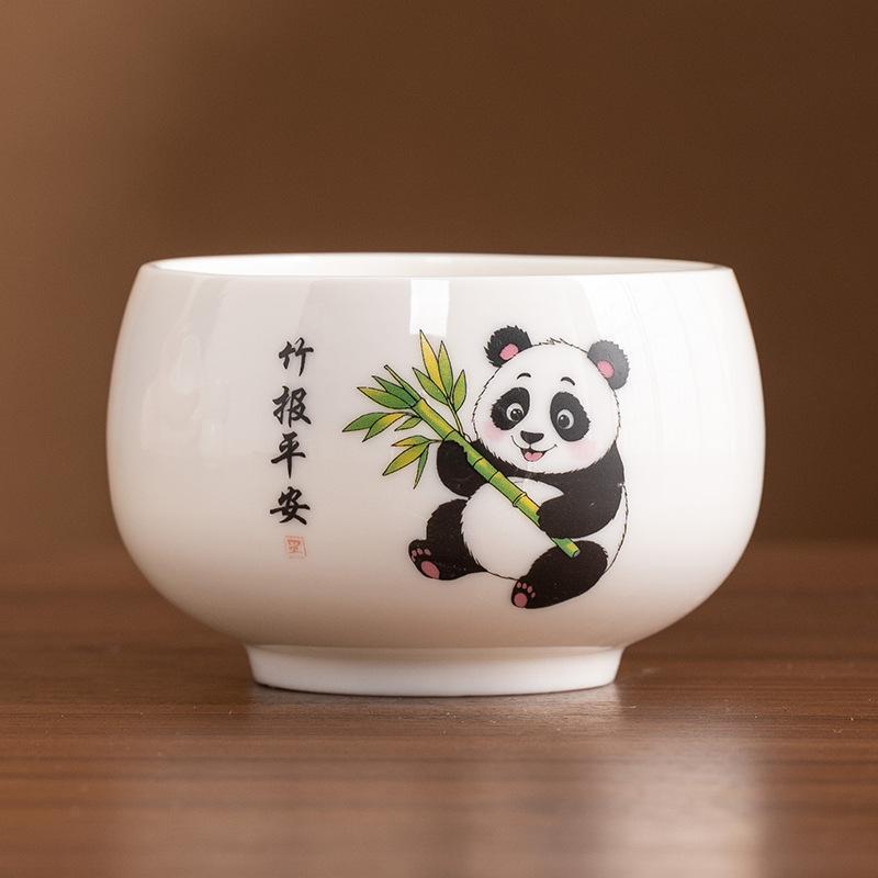 Guochao Panda Suet Jade Porcelain Master Tea Teacup Teacher Holiday Opening Business Commemorative Gift Box Gifts