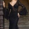 WT1120 Evening Dress: Sleek Black Fishtail Gown for Women