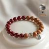 Half-Cut Cinnabar Peach Wood Amulet Pendant Bracelet for Men and Women, Zodiac Bead Bracelet, Gift