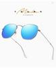 Men's Polygon Polarized Sunglasses - Colorful Metal Frame, Anti-UV, Anti-Blue Light, Flat Lens 3548