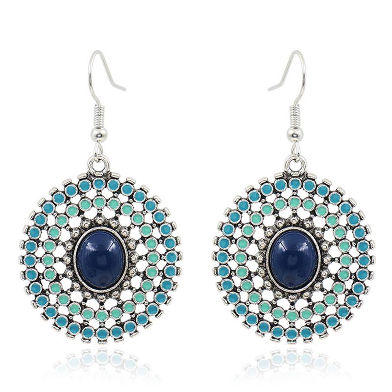 Vintage Ethnic Enamel Drop Oil Round Water Drop Earrings for Women Boho Multilcolor Beads Dangle Earring Female Pendiente Mujer