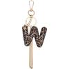 Leopard Letter Keychain for Women, PU leather Initial Letter Keyring Keychain Accessories Purse Handbags Charm