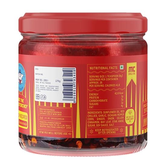 MasterChow Sichuan Chiliöl (170g) | Scharfer, Knuspriger, Knoblauchiger Geschmack | Hergestellt mit Sichuan-Pfeffer, Knusprigem Knoblauch & Roten Chilis