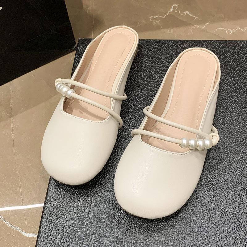 

Туфли феи нежные одинарные туфли женские лето 2025 новые на плоской подошве универсальные с юбкой вечерние туфли на одном педале туфли Doudou 40 абрикосовый